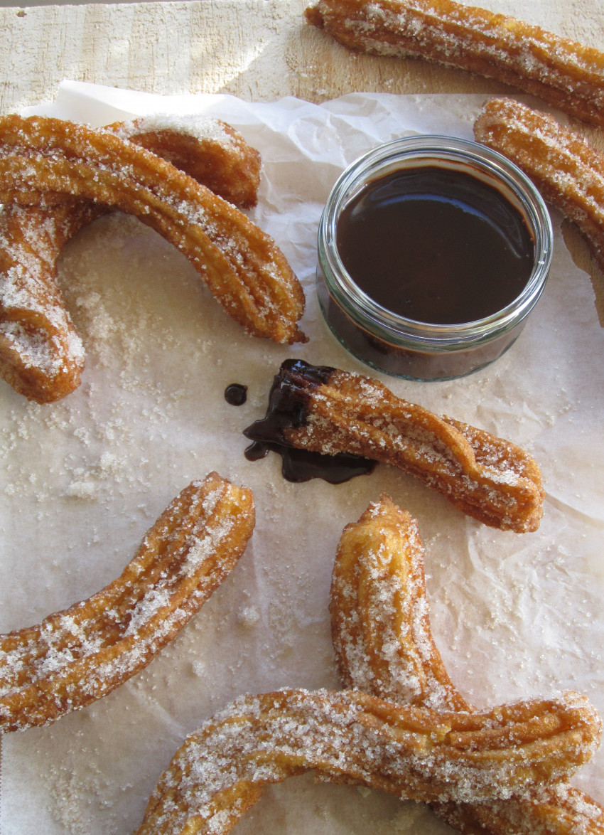 Gluten Free Cinnamon Churros with Chocolate Sauce