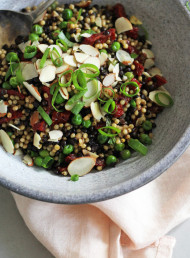 Sorghum and Lentils with Sundried Tomatoes, Spring Onions and Almonds