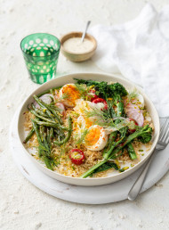 Grain Bowls with Greens and Soft Eggs