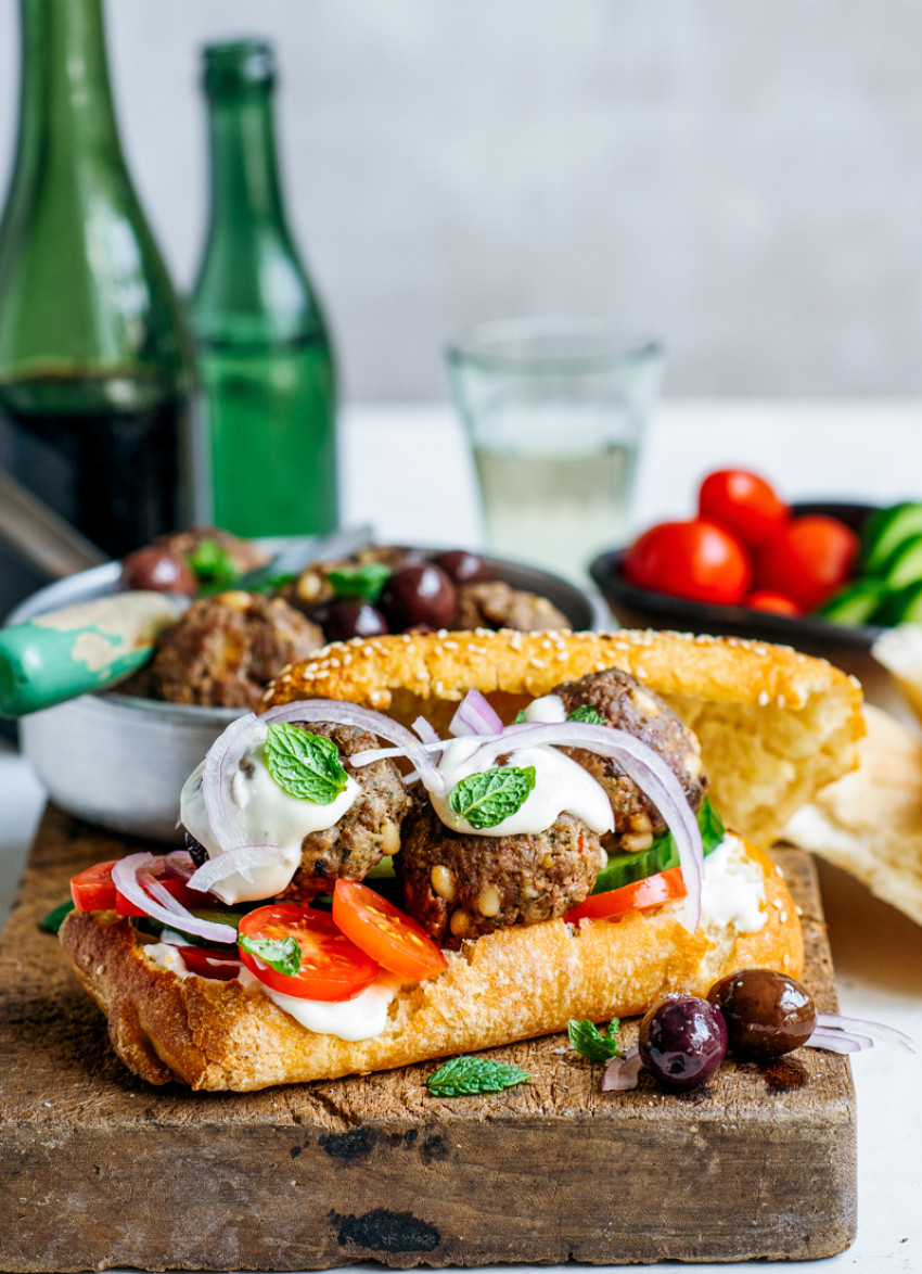 Mediterranean Meatballs with Olives, Feta and Mint