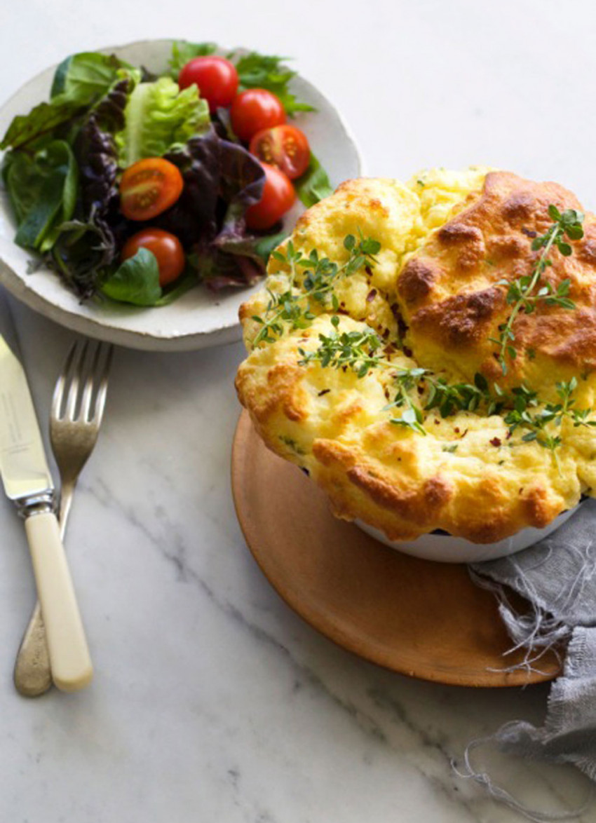 Simple Cheese and Herb Soufflé