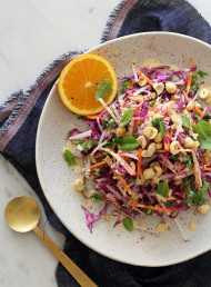 Winter Slaw with an Orange Miso Dressing and Hazelnuts