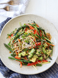 Miso Soba Noodle Salad with Asparagus, Zucchini and Avocado