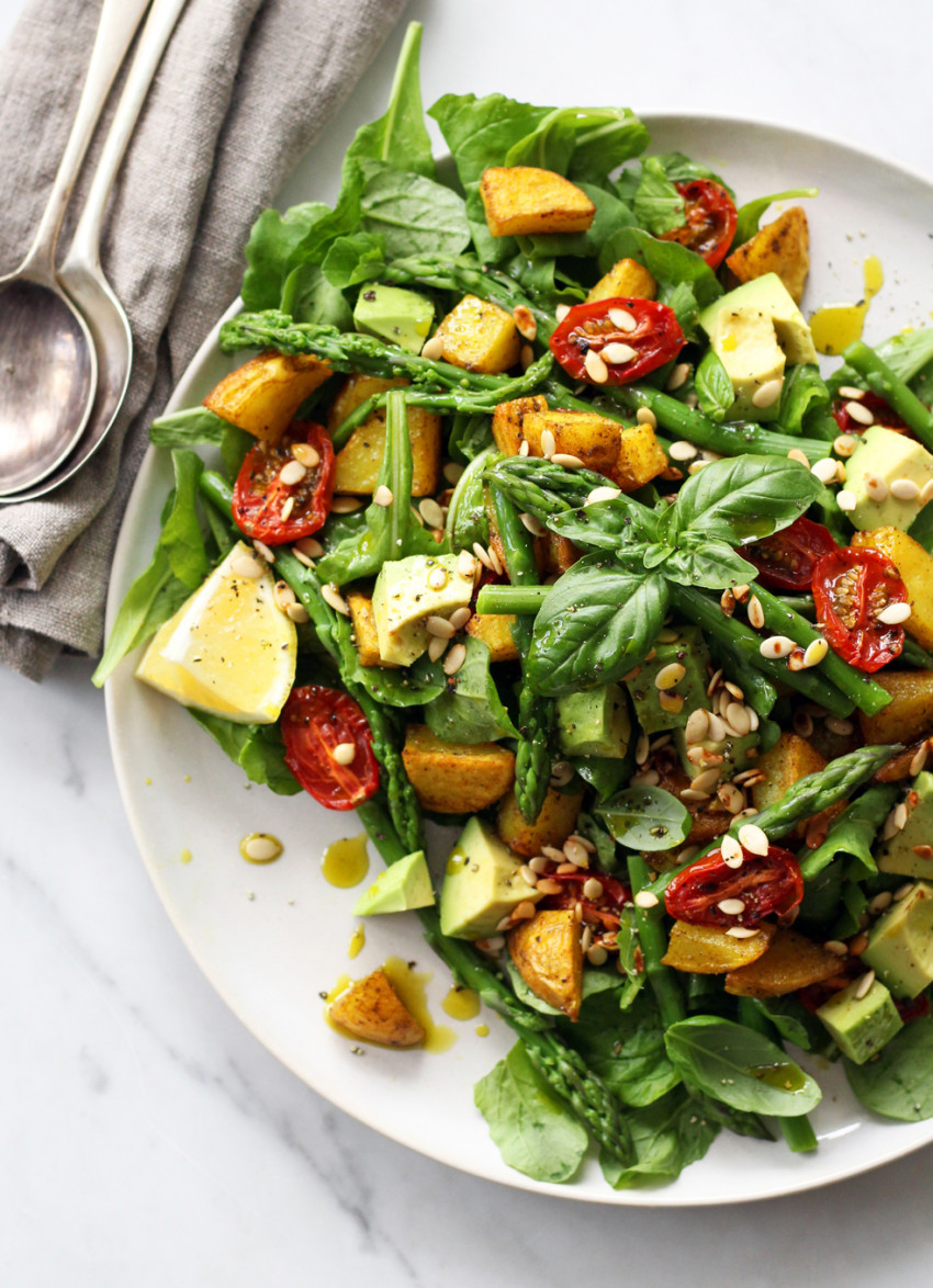 Masala Potato, Slow-roasted Tomatoes, Avocado and Asparagus Salad ...