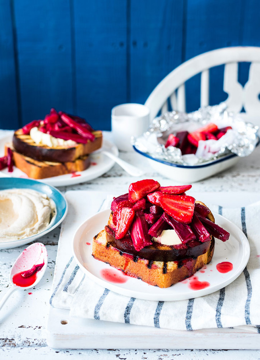 Grilled Brioche with Rhubarb and Strawberries | dish » Dish Magazine