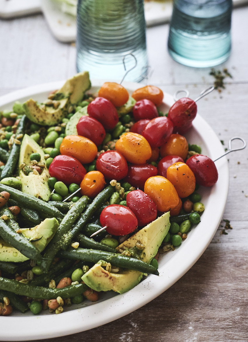 Green Bean and Farro Salad with Tahini Dressing