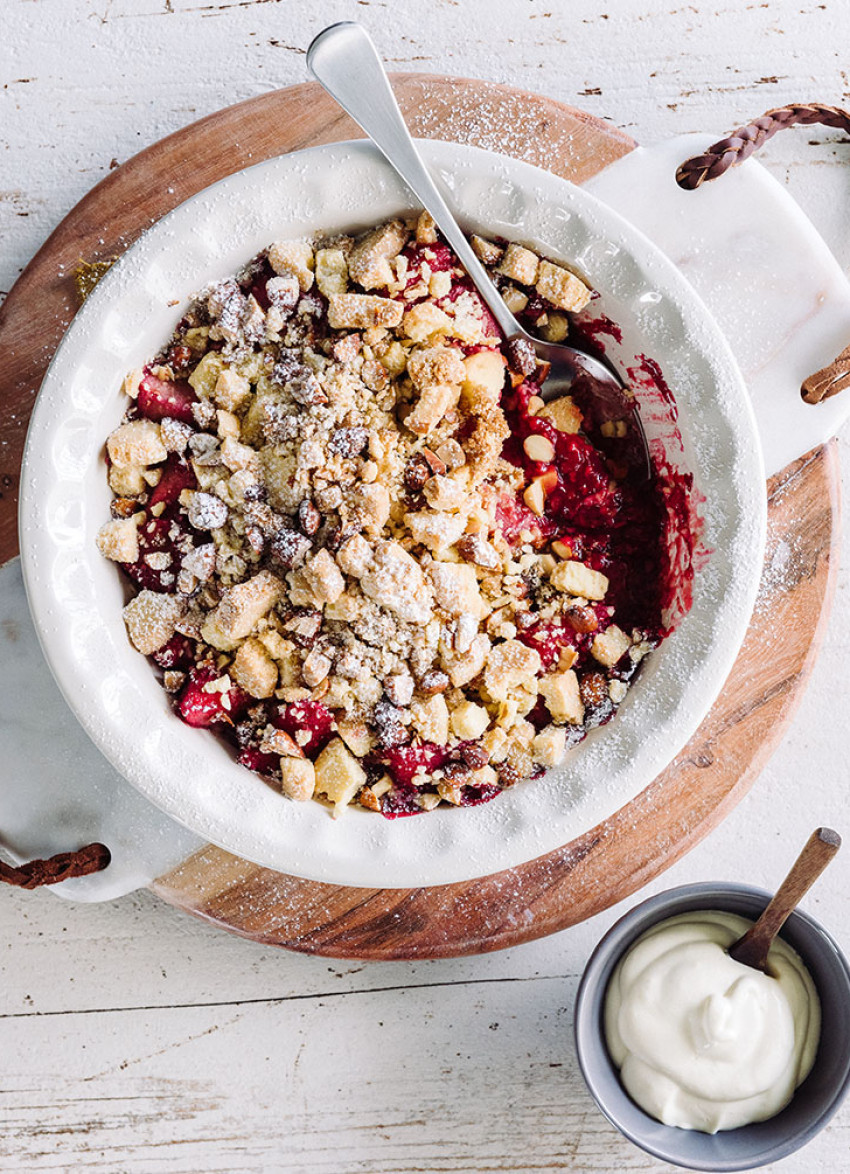 Pear and Raspberry Shortbread Crumble (gf)