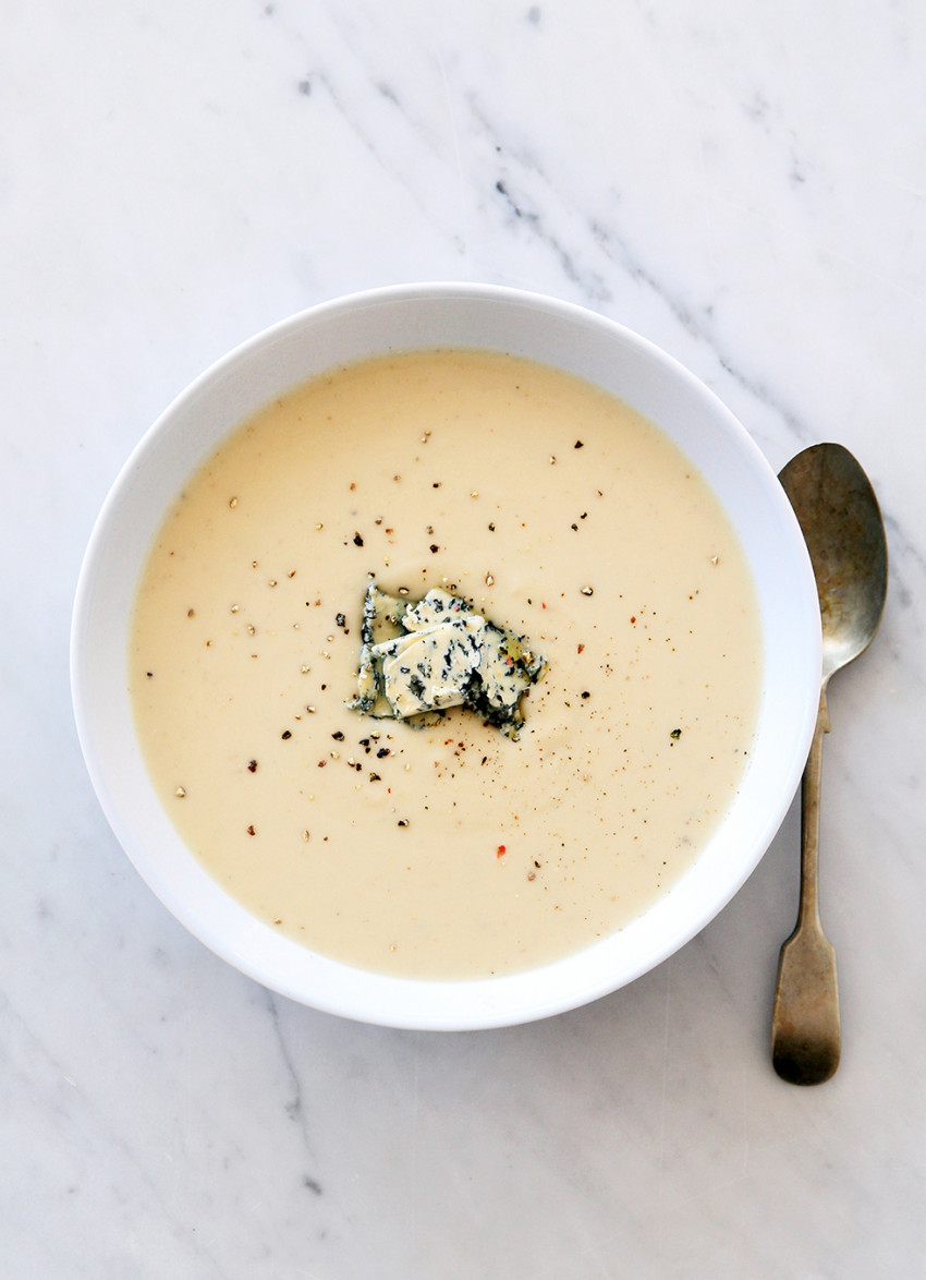 Roasted Cauliflower and Blue Cheese Soup