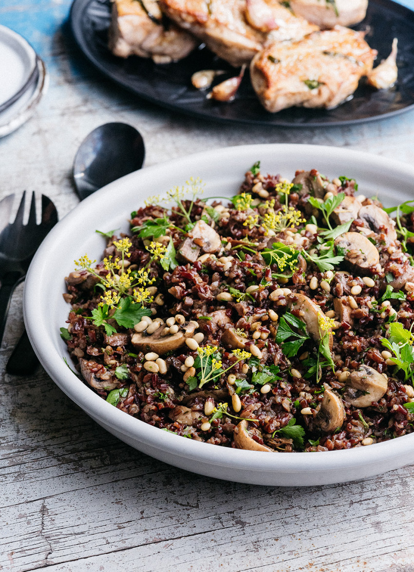 Camargue Red Rice and Mushroom Pilaf