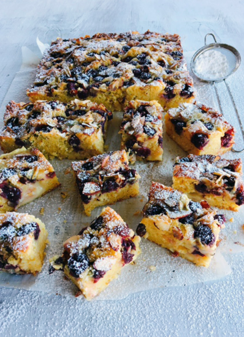 Cherry and Custard Tray Cake