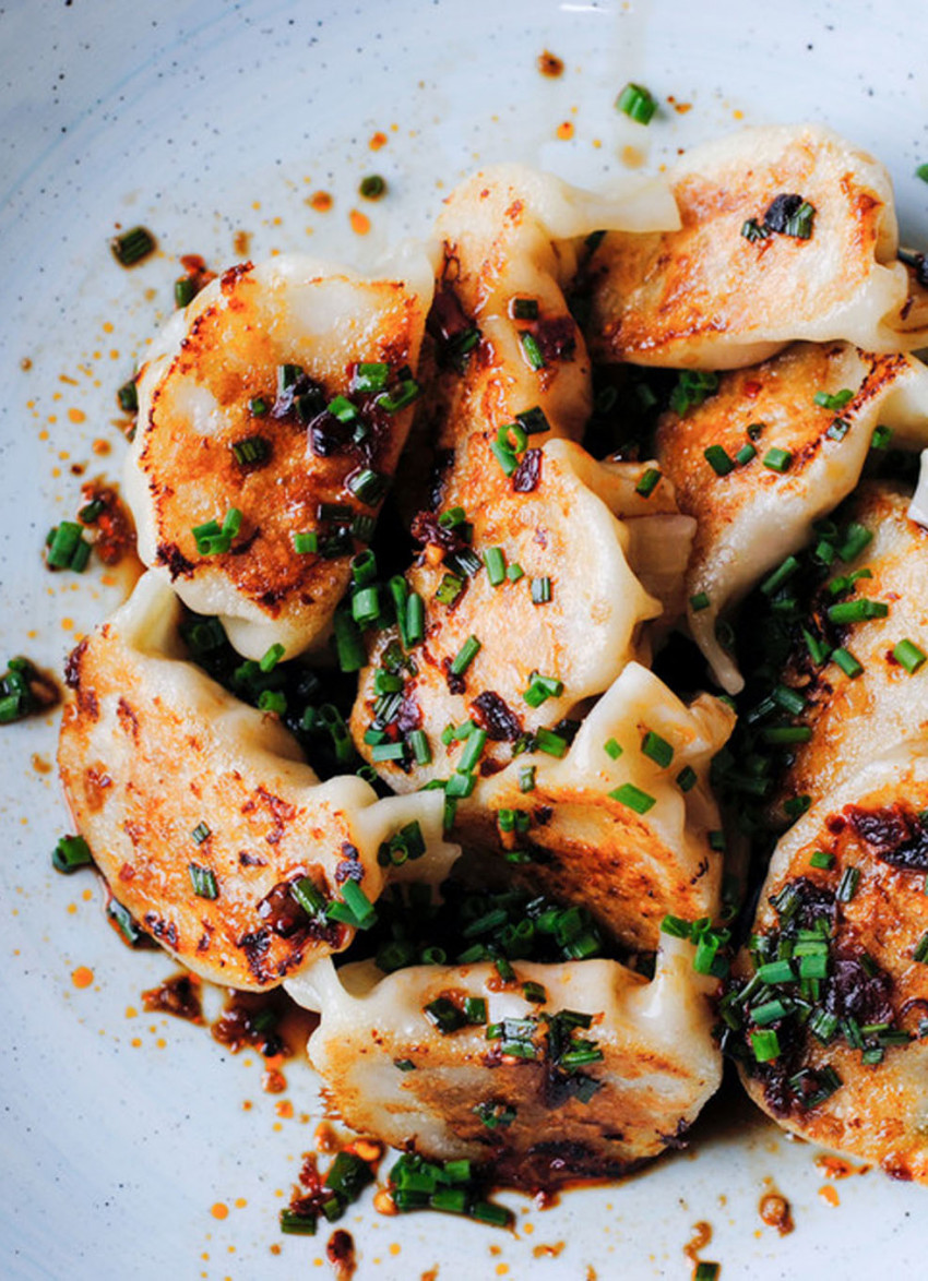 Pork And Chive Dumplings In Garlic-Miso Broth Recipe