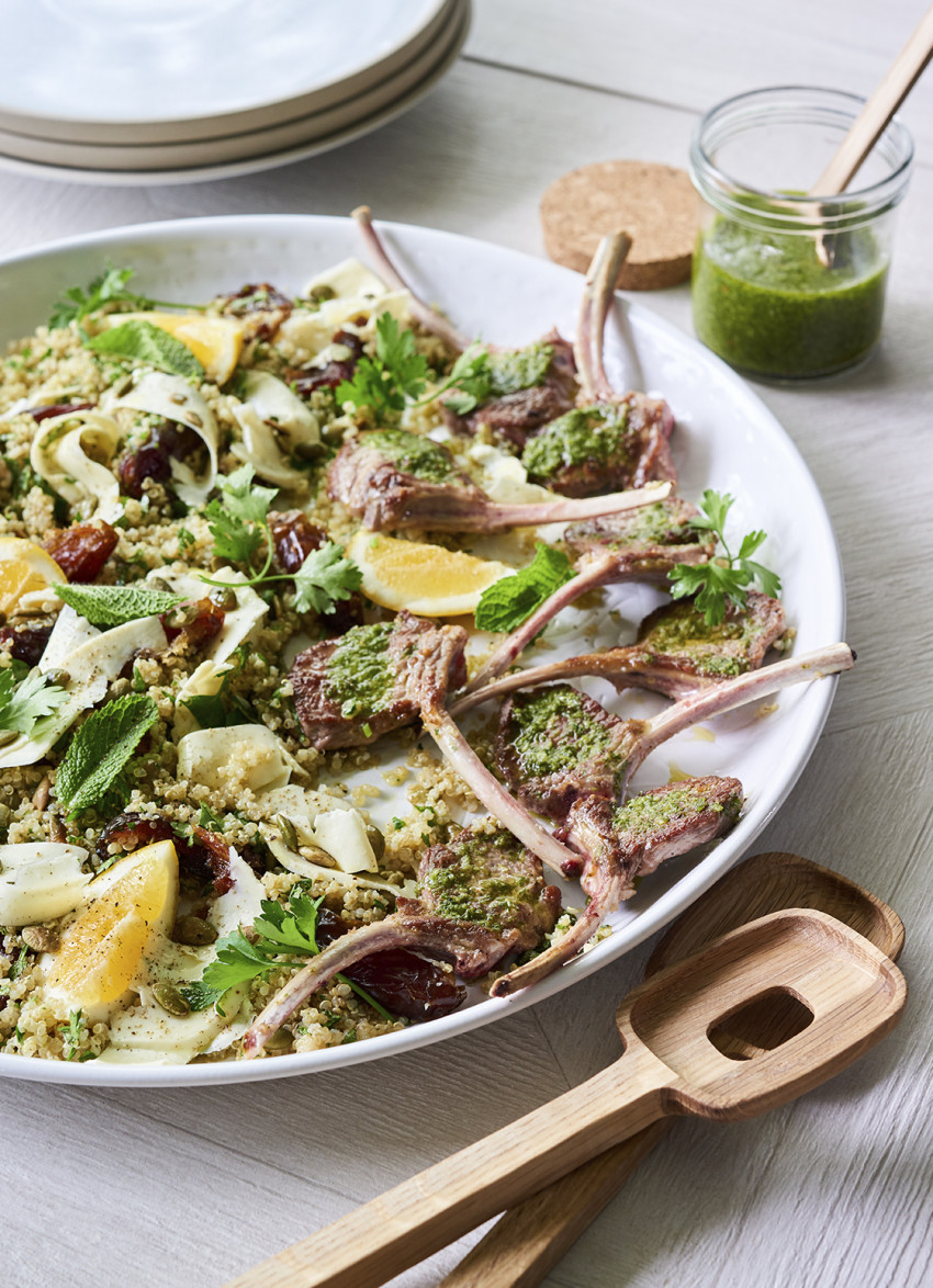 Lamb Cutlets with Chimichurri and Quinoa Salad