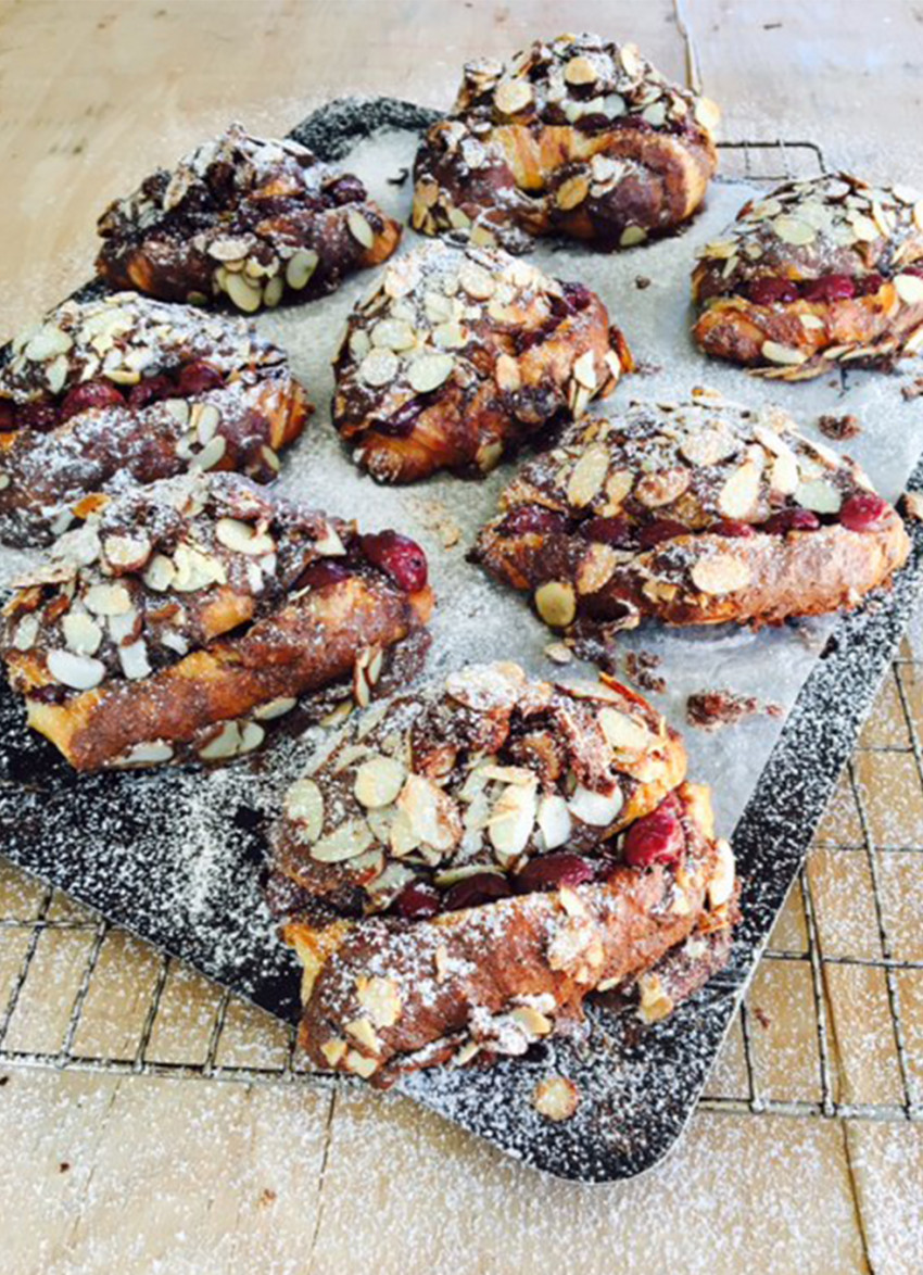 Baked Cherry and Chocolate Croissants