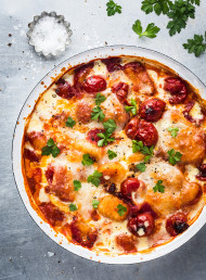 Baked Gnocchi with Chorizo and Cherry Tomatoes