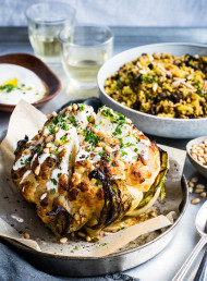 Roasted Cauliflower with Quinoa and Lentil Pilaf