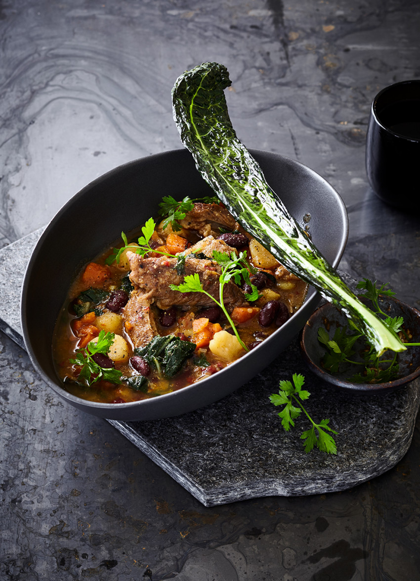 Ham Hock and Chipotle Peppers in Adobo Sauce Soup with Red Beans 