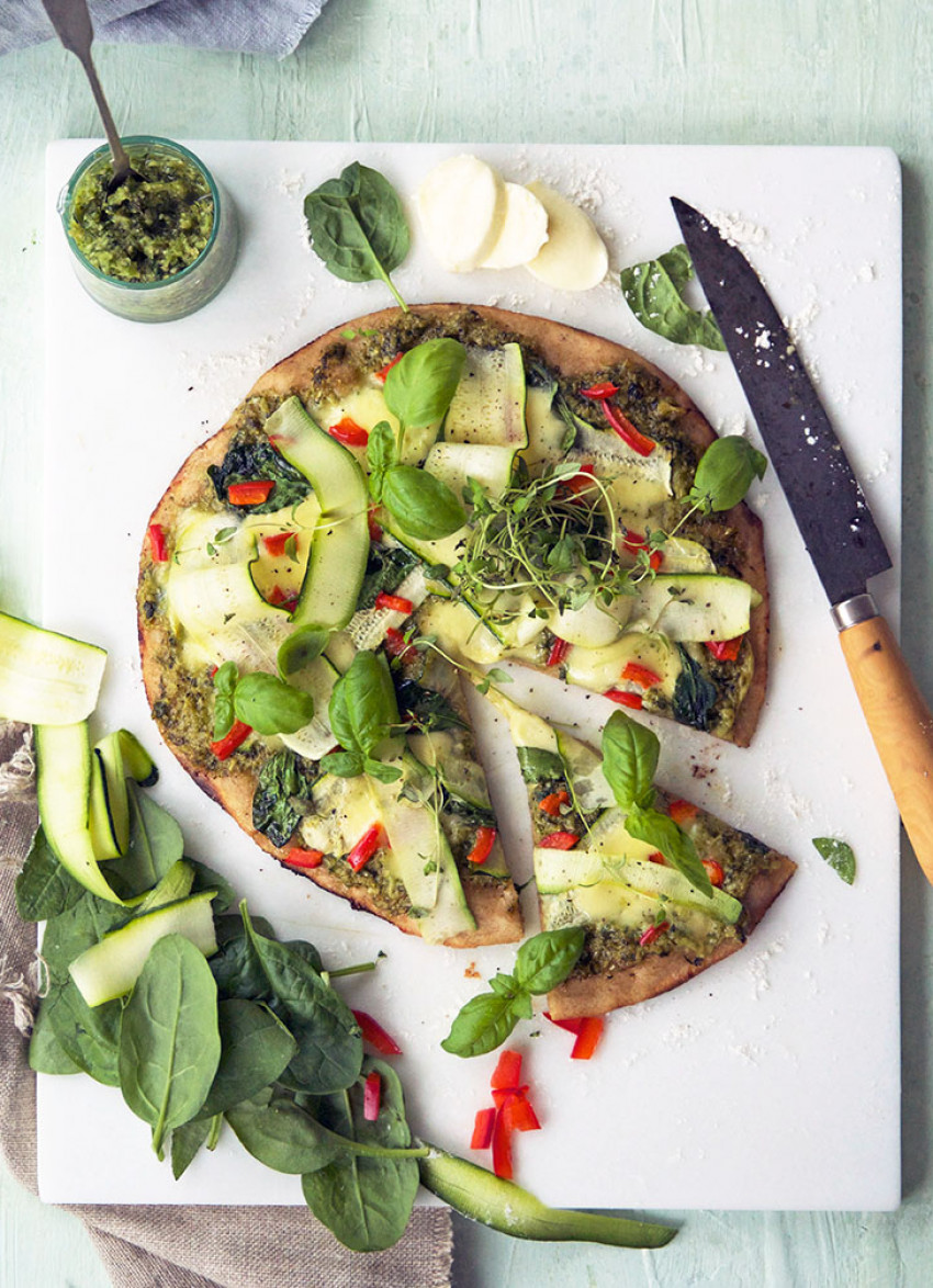 Sourdough Pizza with Broccoli Pesto