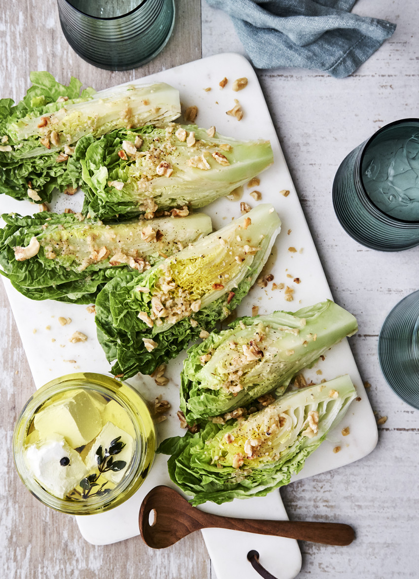 Cos Lettuce with Walnut Vinaigrette 