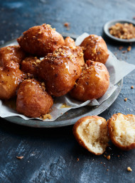 Loukoumades (Greek doughnuts) with Honey Syrup and Walnuts