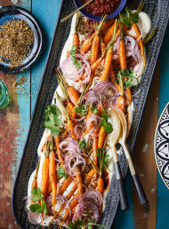 Carrot Salad with Harissa and Dukkah