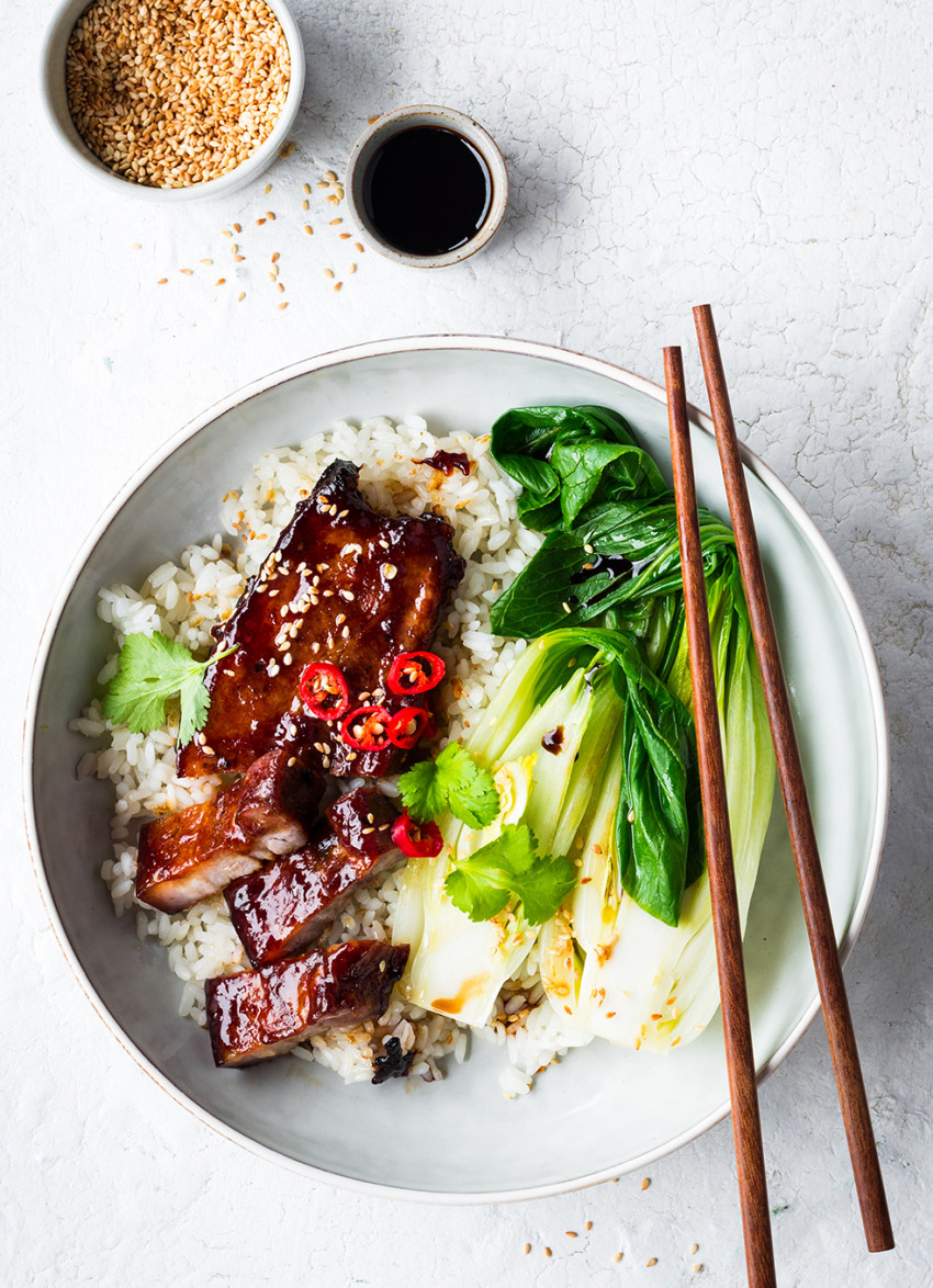 Hoisin Pork with Garlic Pak Choy 