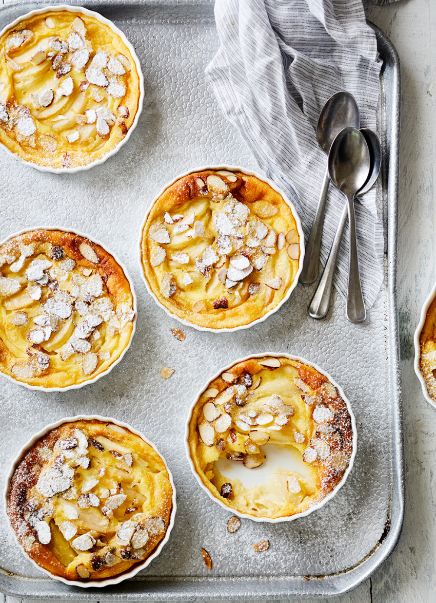 Baked Ginger Custard and Pear Puddings