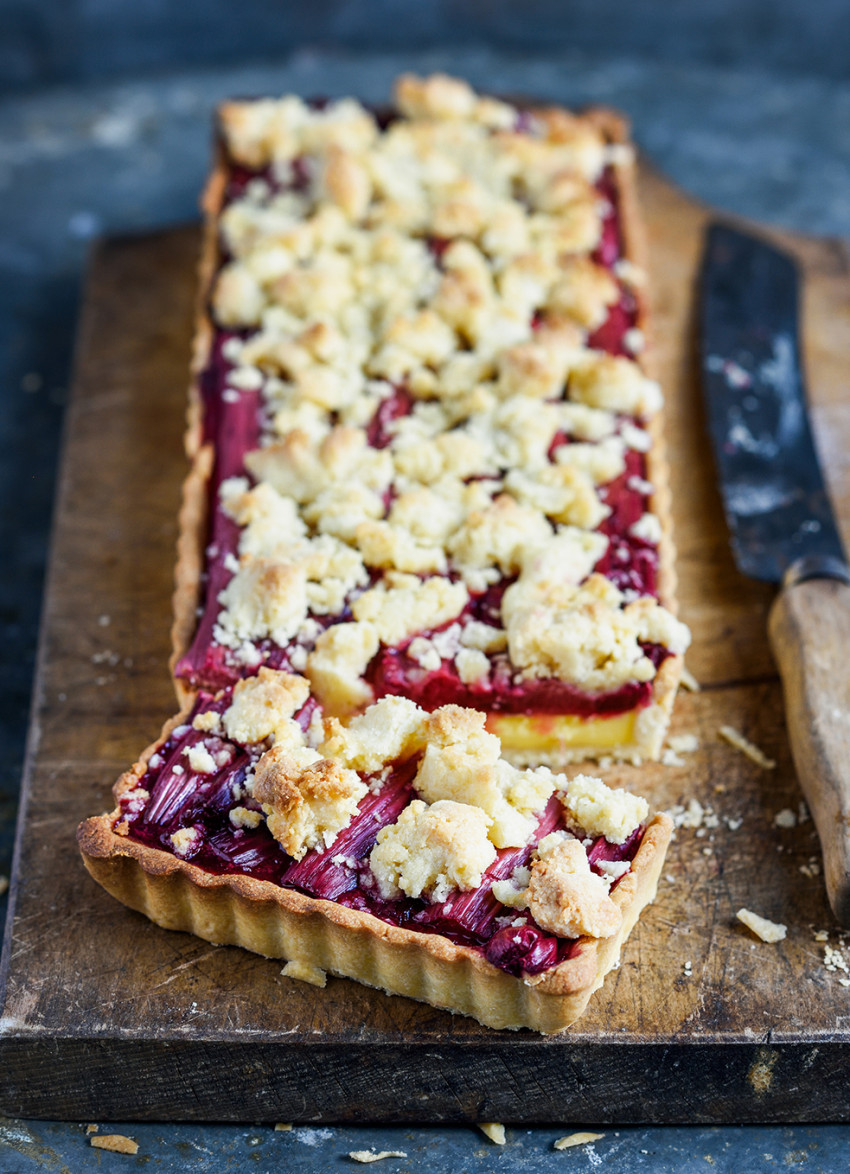 Rhubarb, Custard, Cheesecake and Crumble Tart