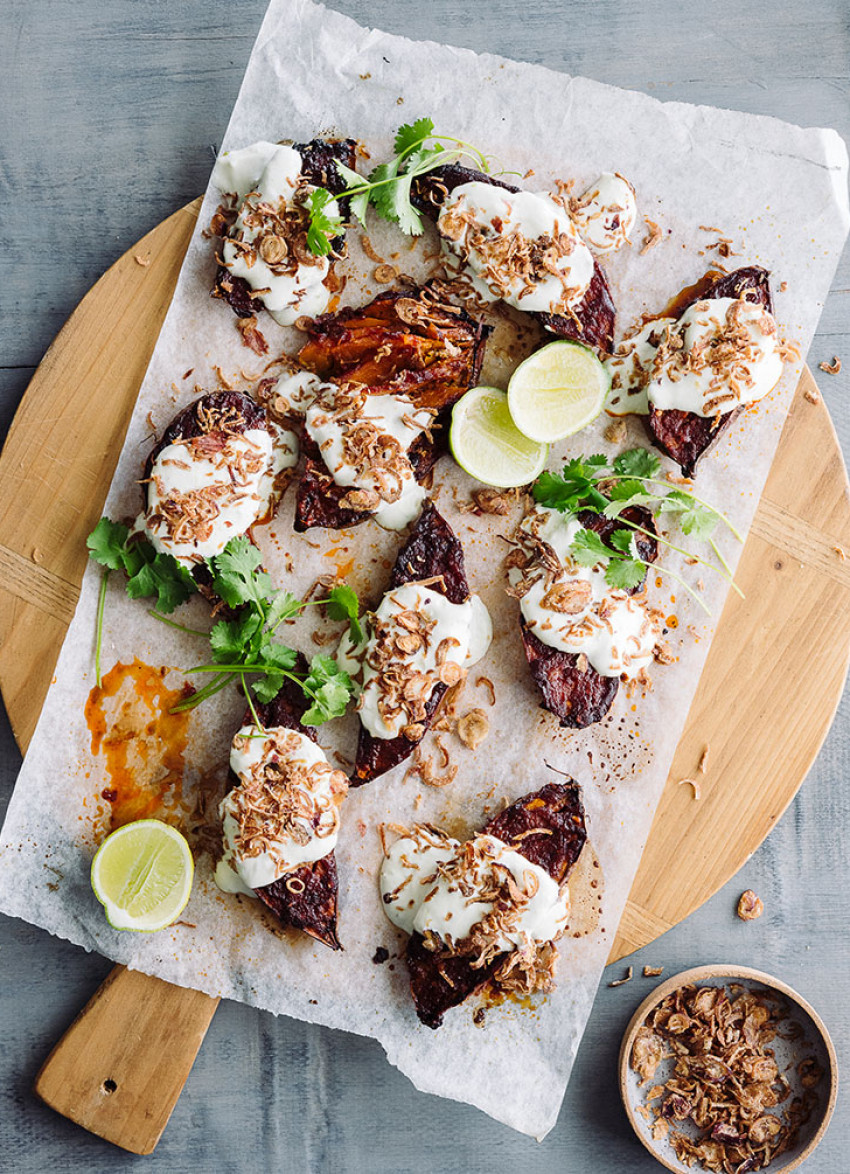 Baked Sweet Potatoes with Gochujang and Miso Butter