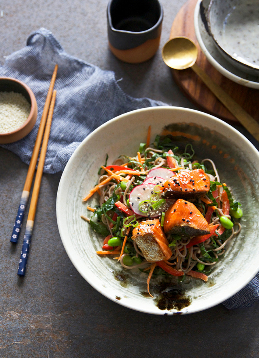 Tamari Salmon with Buckwheat Soba Salad