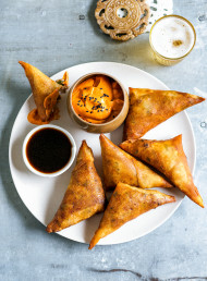 Spicy Pork Samosas with Dipping Sauces
