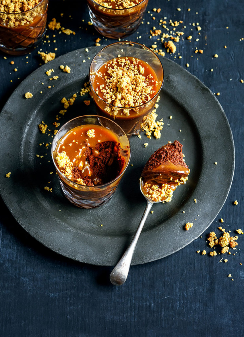 Whiskey, Caramel and Orange Mousse with Orange Crumble