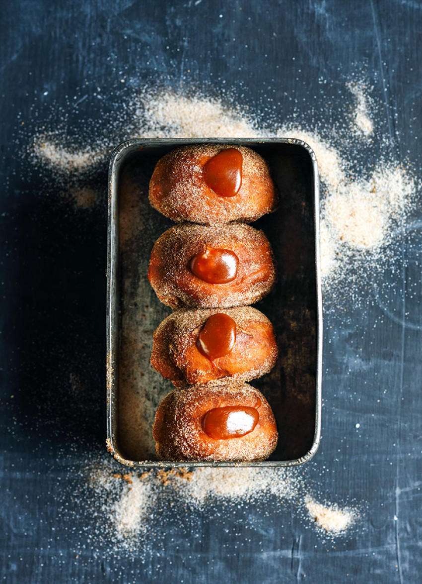 Spiced Caramel Doughnuts with Salted Caramel Filling