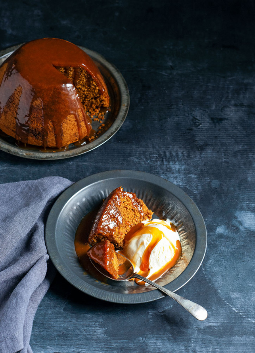 Steamed Caramel and Ginger Pudding with Ginger Salted Caramel Sauce