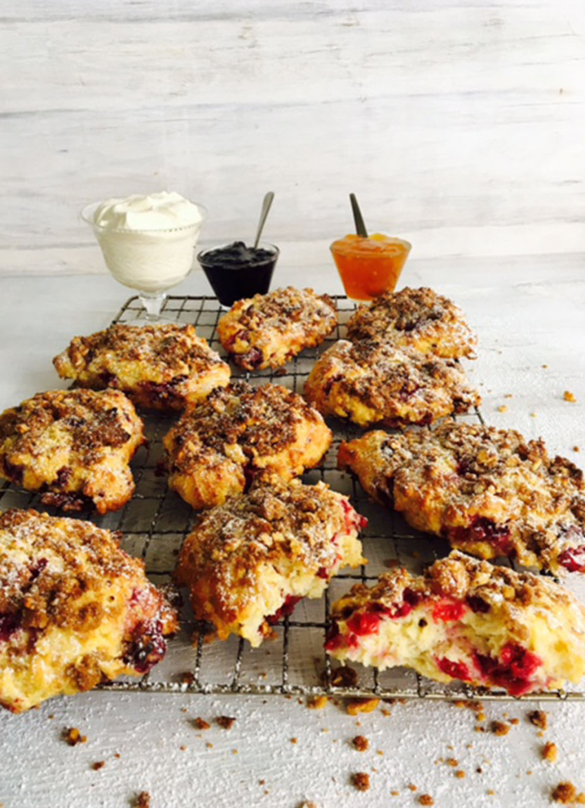 Raspberry and Baklava Crumb Scones