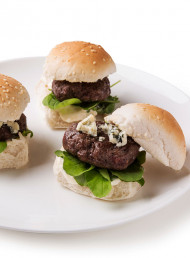 Venison Mince, Rocket and Aioli Blue Cheese Sliders