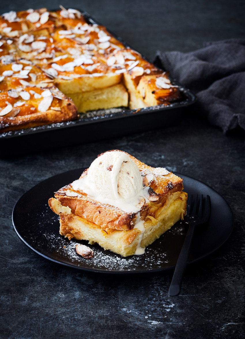 Apricot Bread Pudding with Almond Cream | Brooklyn Locavore