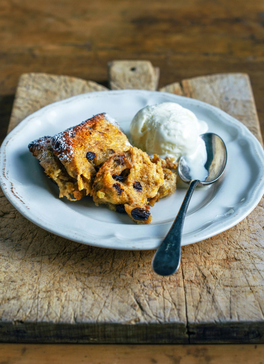 Hot Cross Bun Bread and Butter Pudding