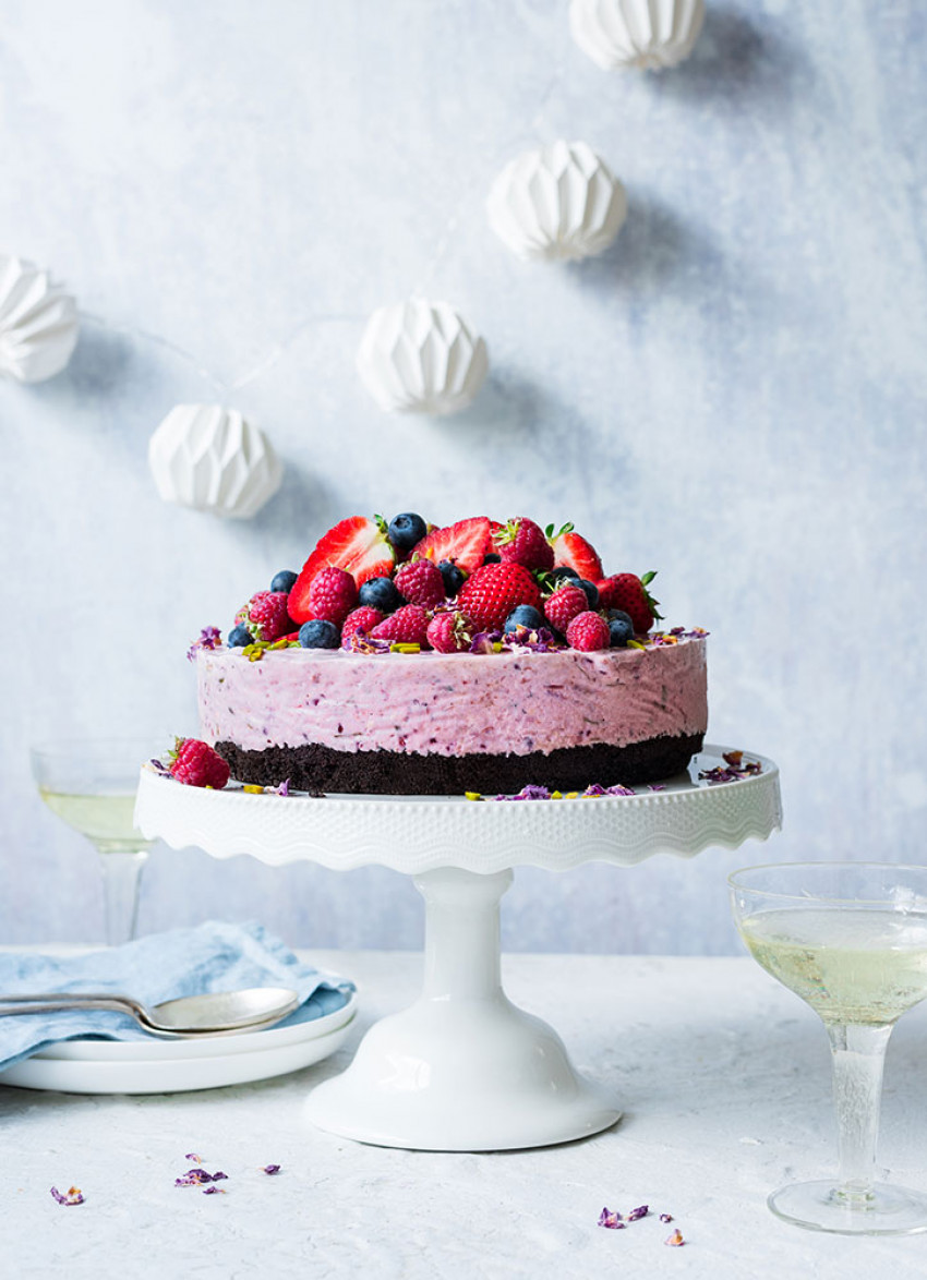 Premium Photo | Chocolate plum cake with whipped cream, served with cocoa.  rustic style.