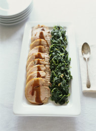 Italian Roast Pork with Spinach Tossed in Garlic