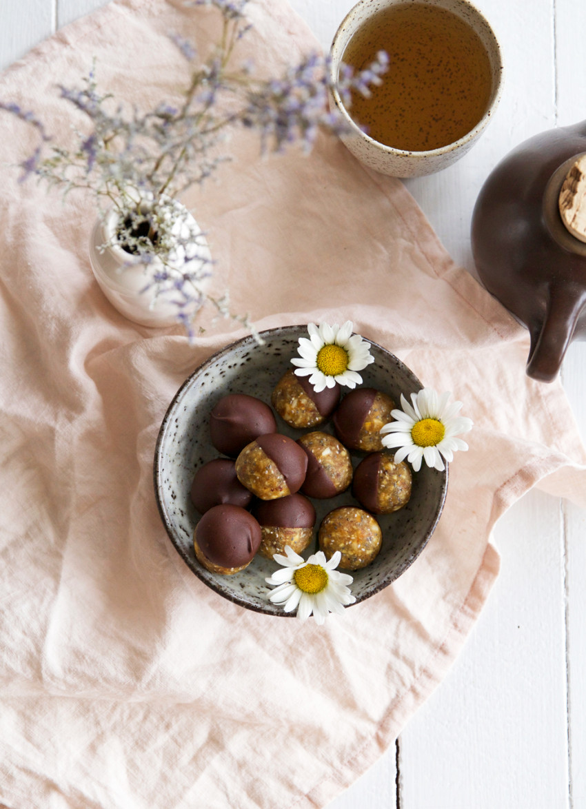 Orange, Tahini and Vanilla Truffles