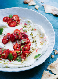 Labneh with Strawberries, Pistachios and Mint