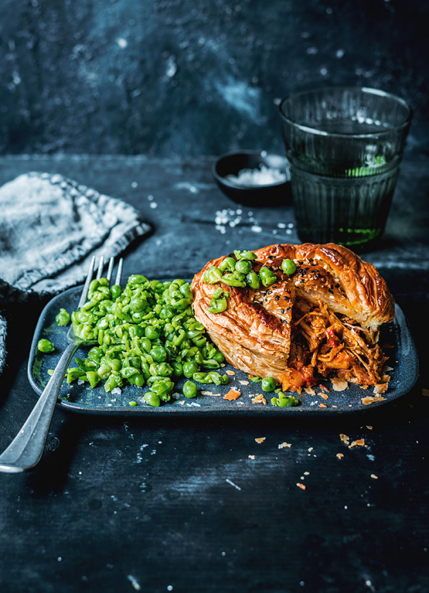 Lamb, Pumpkin and Rosemary Pies with Smashed Peas