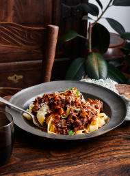 Slow-cooked Italian Beef Cheek Ragù with Pappardelle