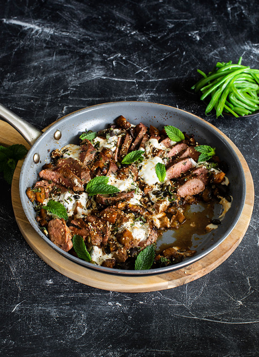 Lamb Shortloins with Eggplant, Cumin and Yoghurt