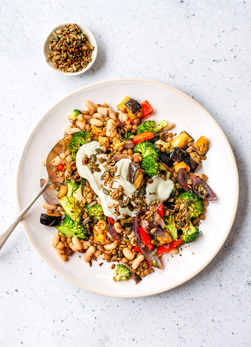 Lentils and Beans with Cumin Roast Veges