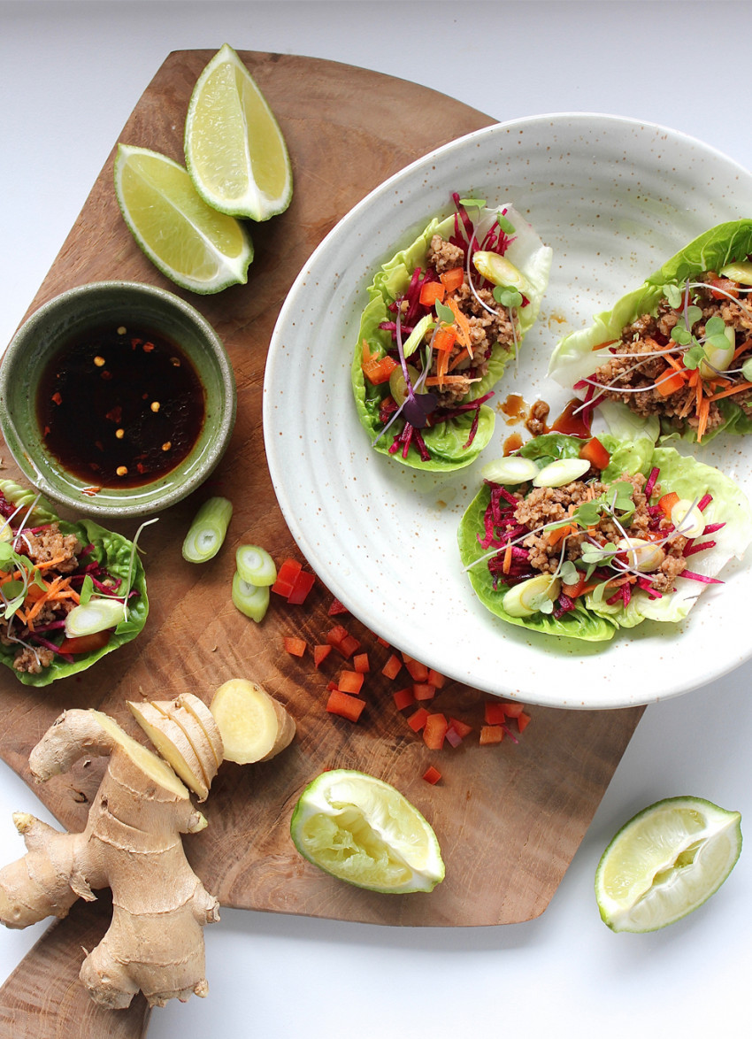 No-Piggy-Pork Mince Larb Cups