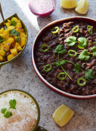 Black Bean and Cacao Stew with Mango Salsa