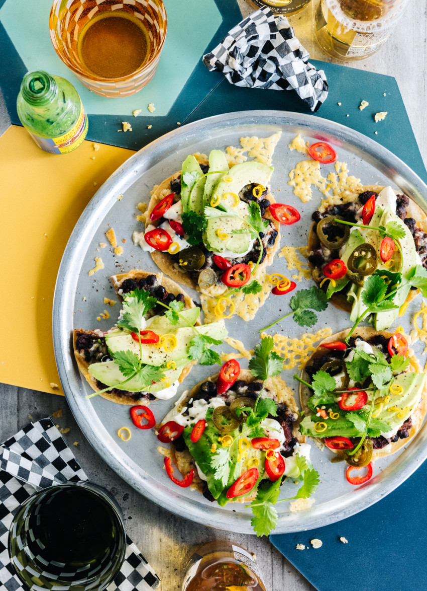 Tostadas with Black Beans