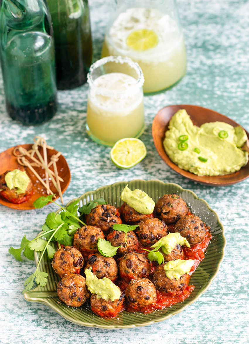 Mexican Bean and Meatballs with Whipped Avocado