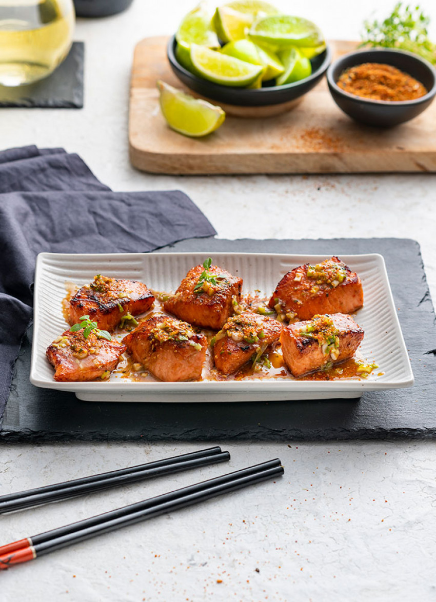 Miso and Lime Glazed Salmon with Togarashi